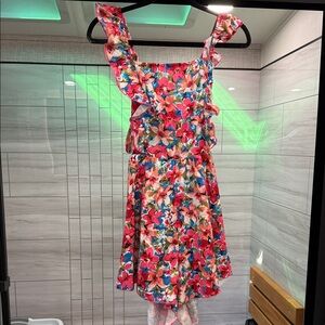 Floral Ruffle Romper Open Back